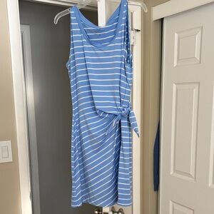 Vineyard Vines Light Blue and White Striped Midi Dress